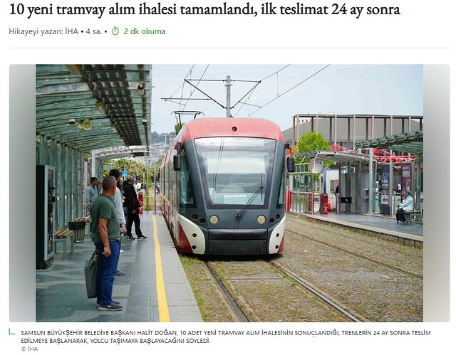 10 yeni tramvay alım ihalesi tamamlandı, ilk teslimat 24 ay sonra